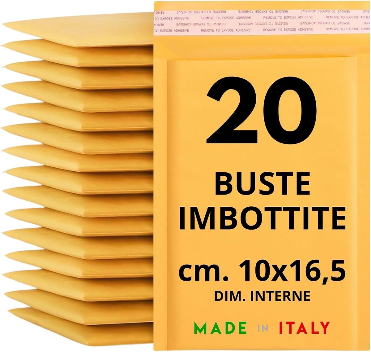 20 gevoerde verzendenveloppen, 10 x 16 cm, bubble enveloppen, enveloppen van Havanna-papier met kleefsluiting, verzegeling en bescherming voor breekbare en gevoelige materialen