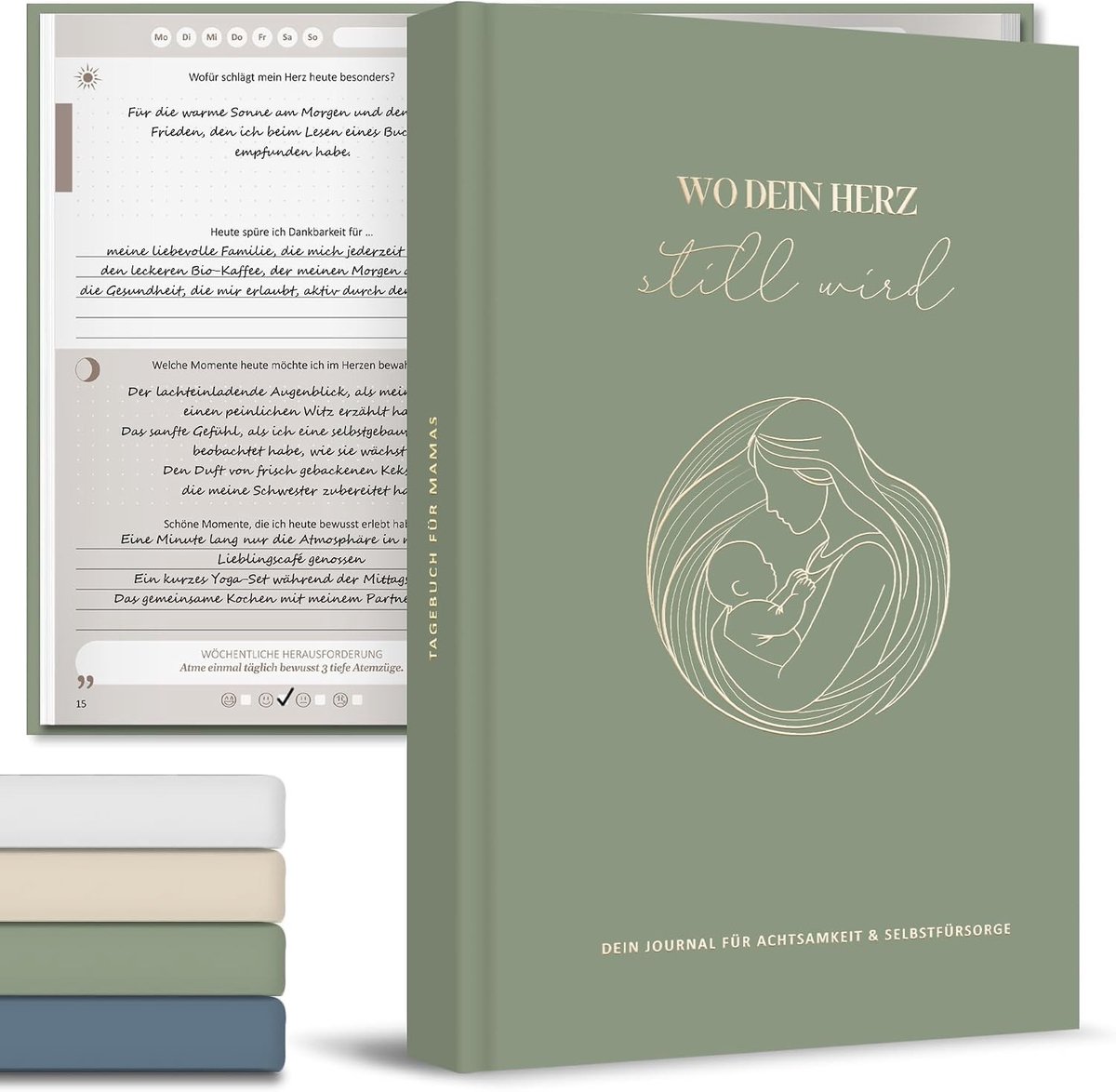 Groene Dagboek met Persoonlijk Patroon, 6 Minuten, Perfect voor Notities en Creatieve Ideeën