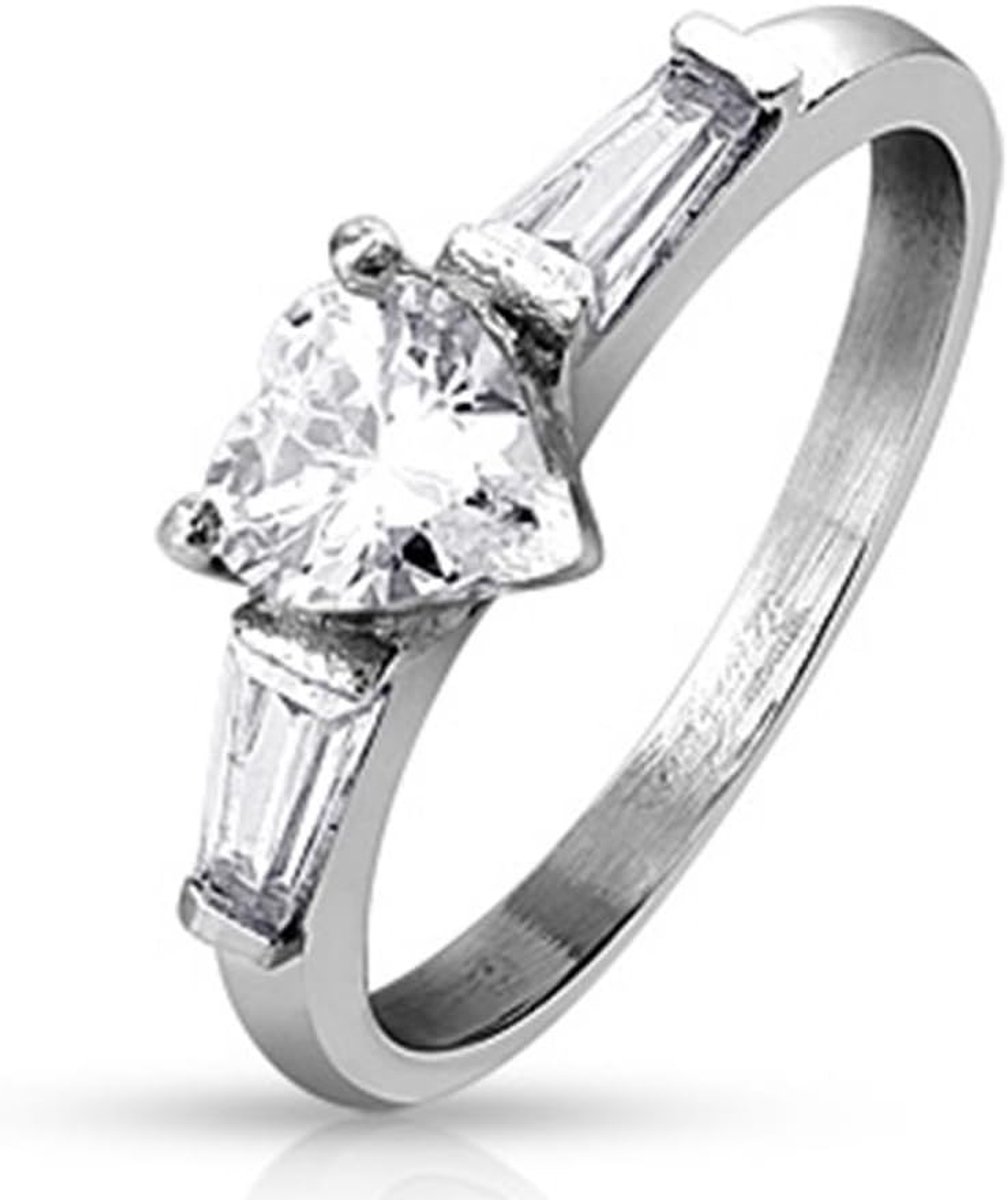 Steen verlovingsring band-ring chirurgisch staal 316L partner-ring trouwring titanium 47(15)-61(19,5), Roestvrij staal