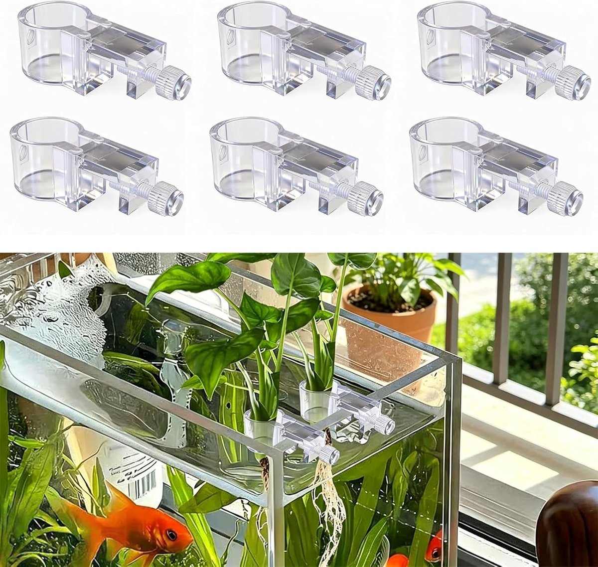 6 stuks plantenstandaards voor aquarium, materiaal PC voor aquarium, transparante plantenstandaard voor aquarium, hydrocultuur, decoratie