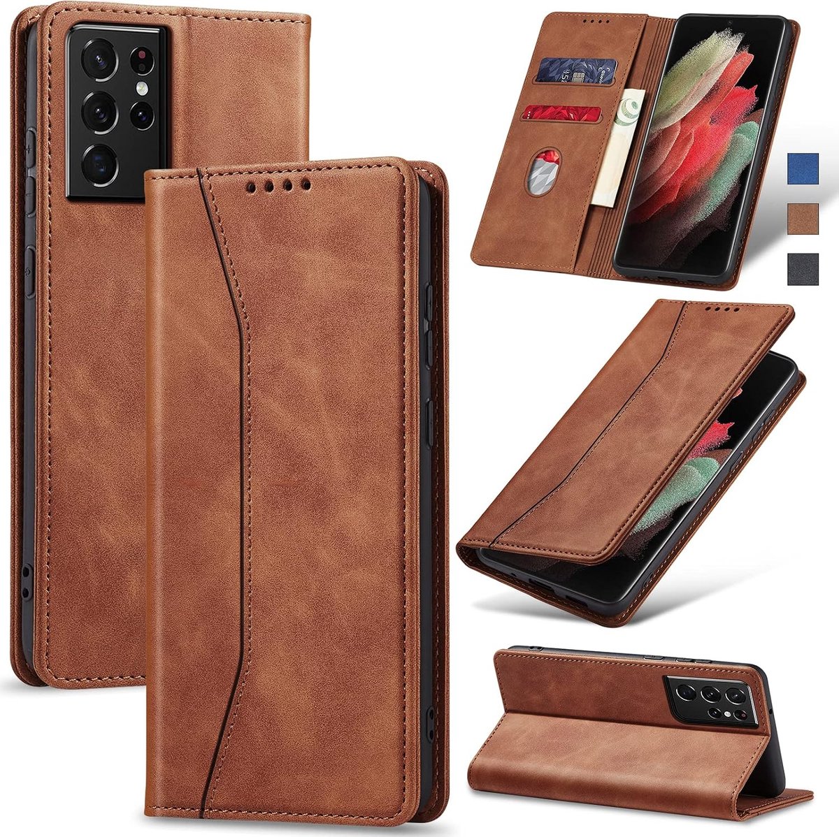 Hoesje voor Samsung Galaxy S21 Ultra,Bruin