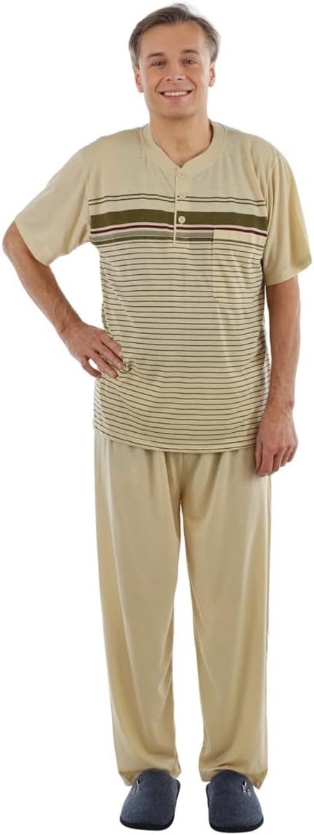 Pyjama voor heren, korte mouwen en lange mouwen, maat M tot XXXL