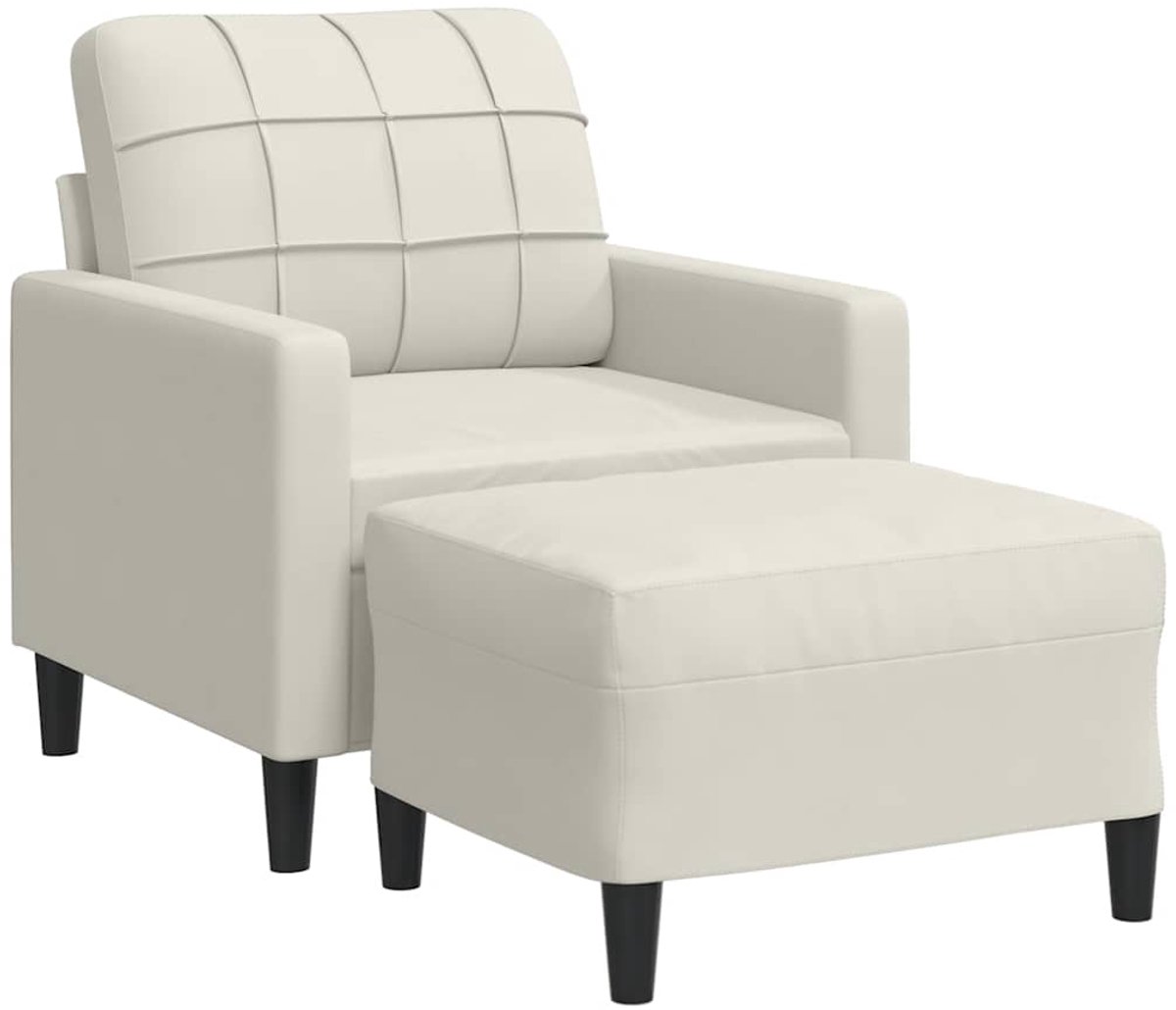 vidaXL Fauteuil - met - voetenbank - 60 - cm - fluweel - crèmekleurig