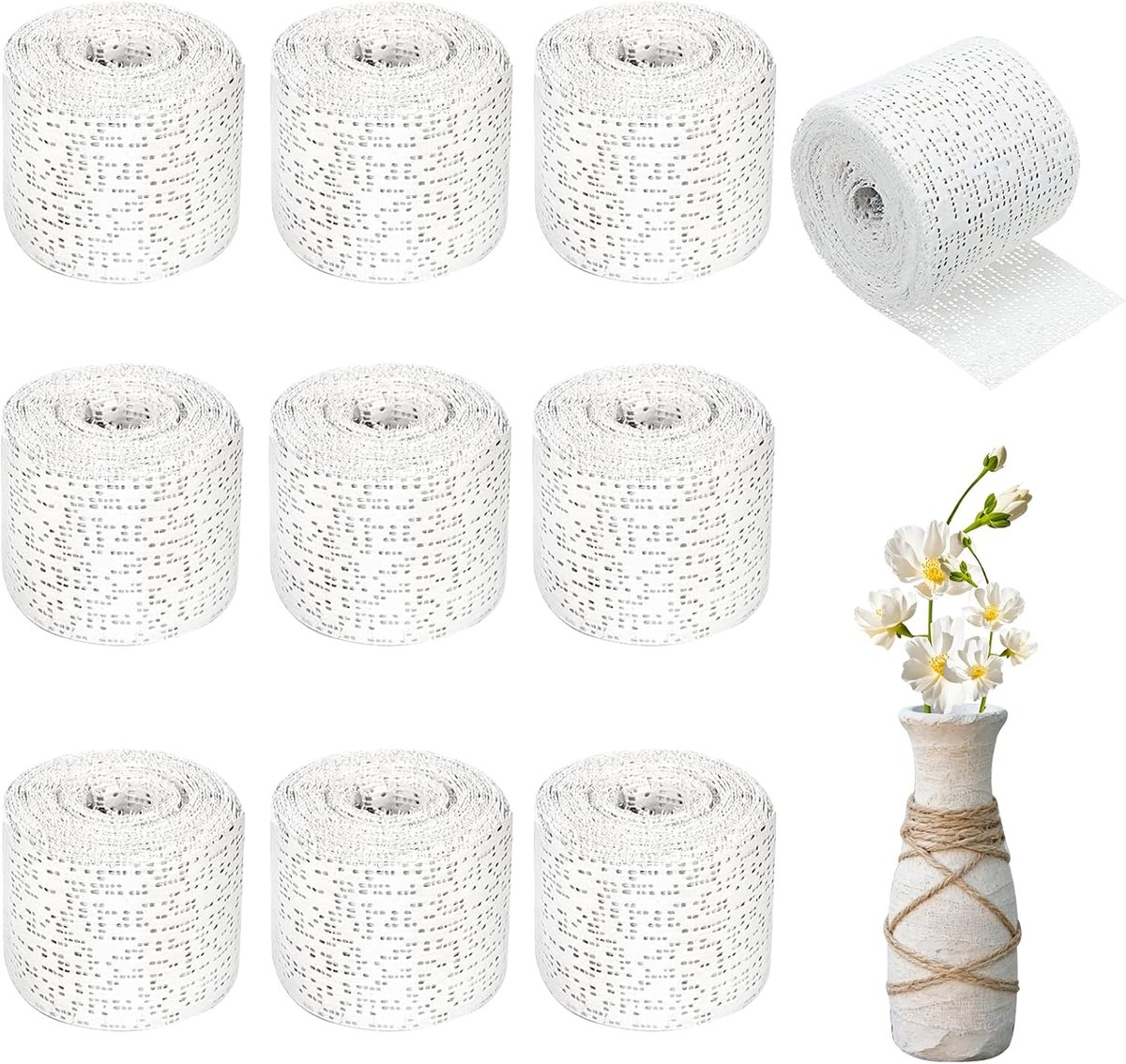 Gipsverbandset 10 rollen 5 cm x 2,7 m - wit - sneldrogend - ideaal voor kunstprojecten - ShopVlot