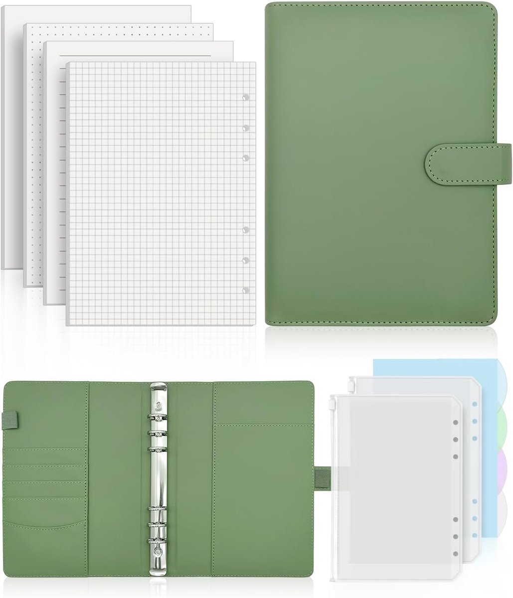 Refillable Notebook A5, Ring Binder, 140 Sheets, 4 Styles, A5 Refill Paper, Ring Binder with Binder Compartments for - ShopVlot