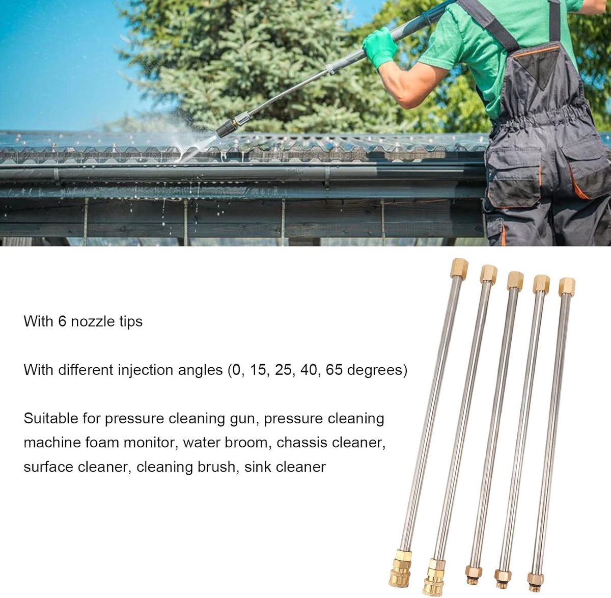 Dailygoods - Verlengstuk Hogedrukreiniger - 5 Rechte en 3 Gebogen Stangen - Quick Connect Vervanging - Geschikt voor Hogedrukreinigers - Sproeiers Inc...