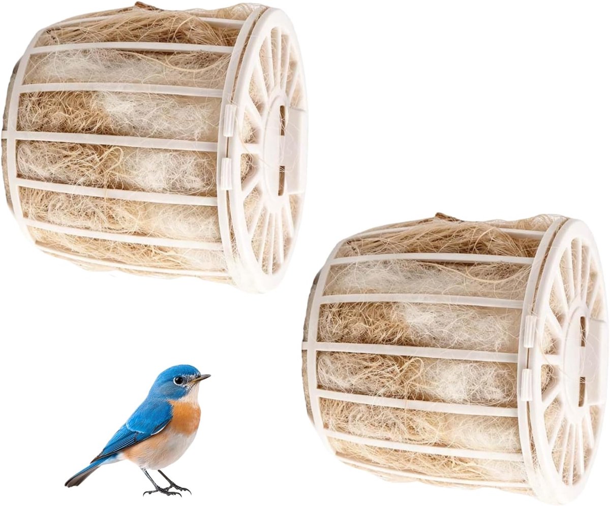 Vogelhuisnestkasten set van 2 - navulbaar met hennepvezels - schuilplaats voor kleine vogels - eenvoudig te gebruiken - ShopVlot