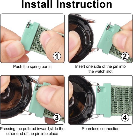 Installatie-instructies: stapsgewijze handleiding voor het bevestigen van het horlogebandje met de veerpoot.
