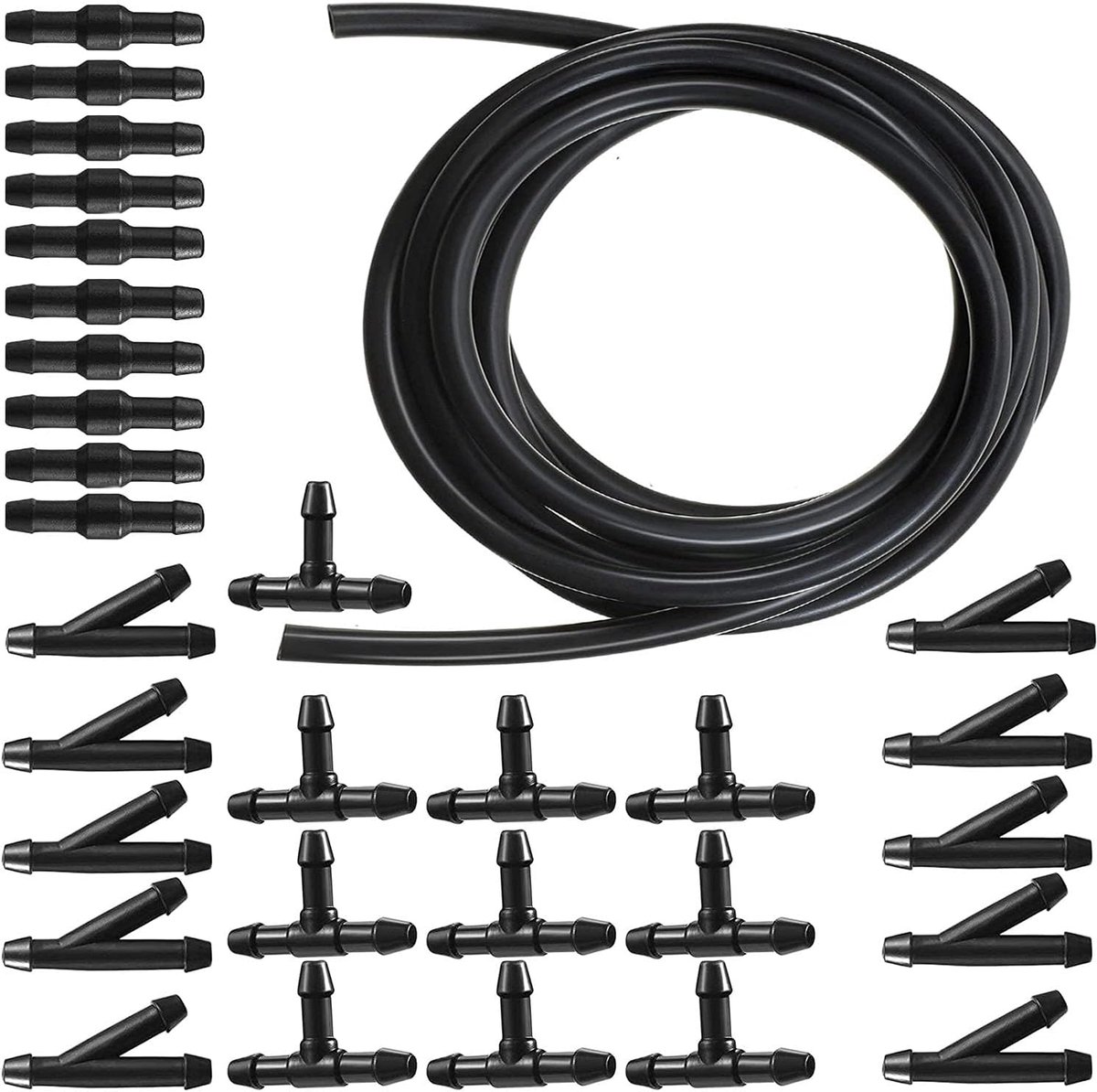 Dailygoods- Ruitensproeierventiel 5 m - Universele Installatie Slang - 30 Slangverbindingen - Duurzaam ABS/Rubber - Voor Snelle Ruitensproeierventielen - Ruitenwasserslang
