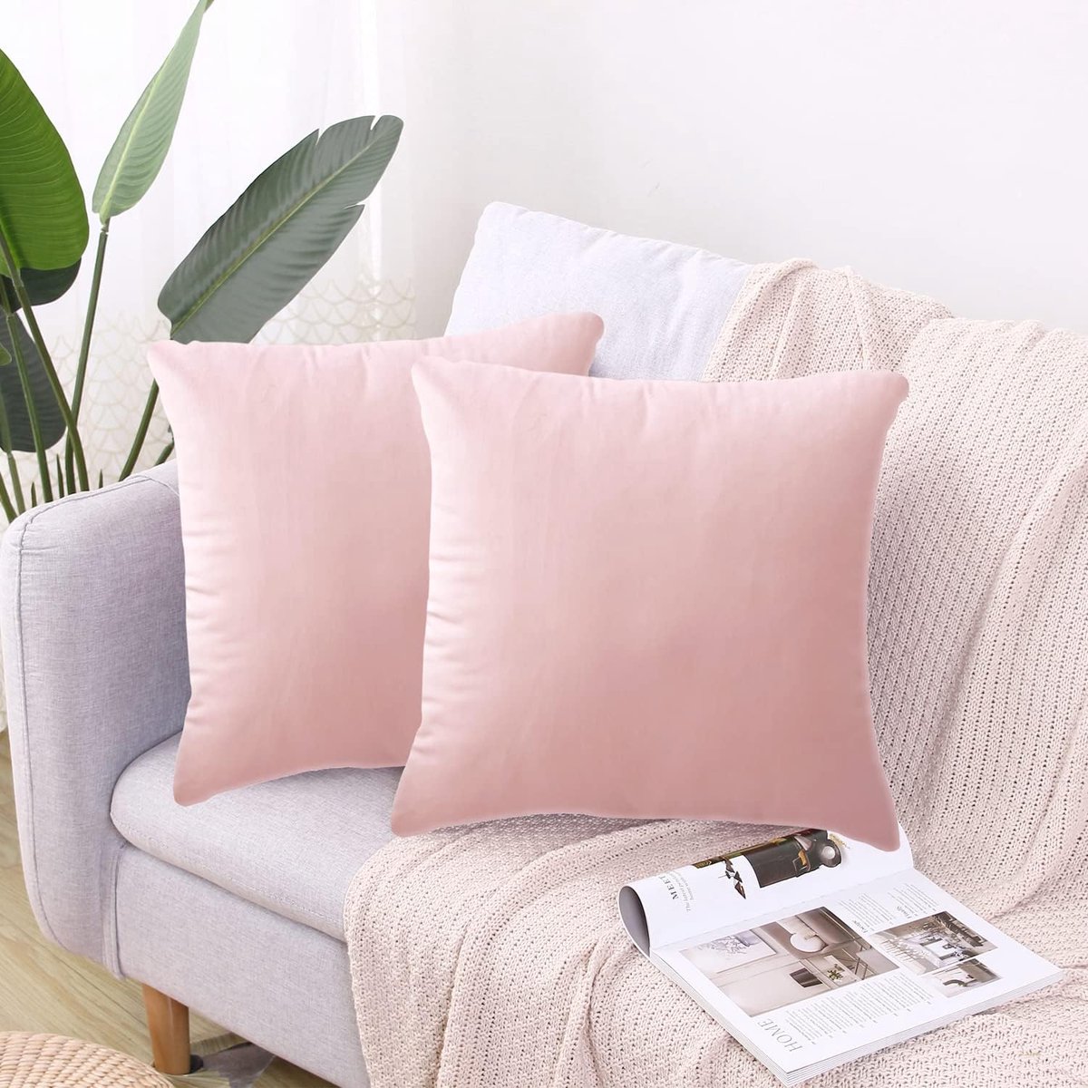 SnelShoppen - Set van 2 Zachte Velvet Kussenslopen, Dubbelzijdig Gebruik, 45x45 cm, Roze voor Woonkamer, Slaapkamer, Feestdecoratie