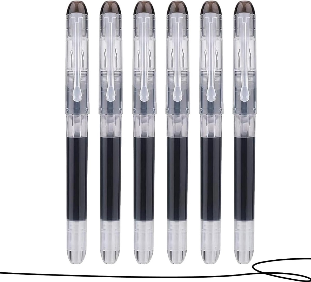 Vulpen set van 6 - zwarte gelpennen - disposable inkt - ideaal voor schetsen en calligraphy - ShopVlot