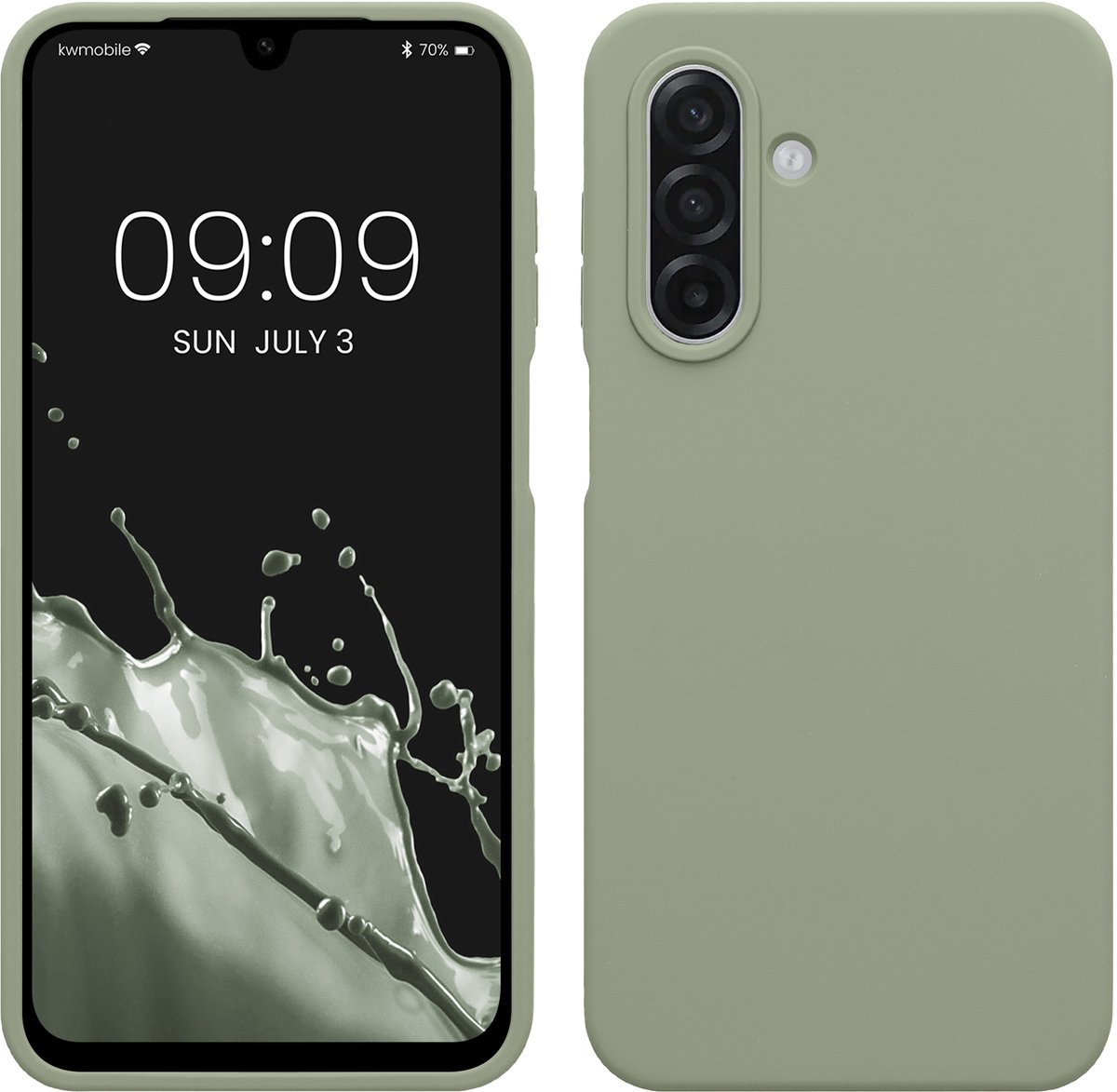 kwmobile telefoonhoesje geschikt voor Samsung Galaxy A18 4G / 5G - Hoesje met siliconen coating - Smartphone case in grijsgroen