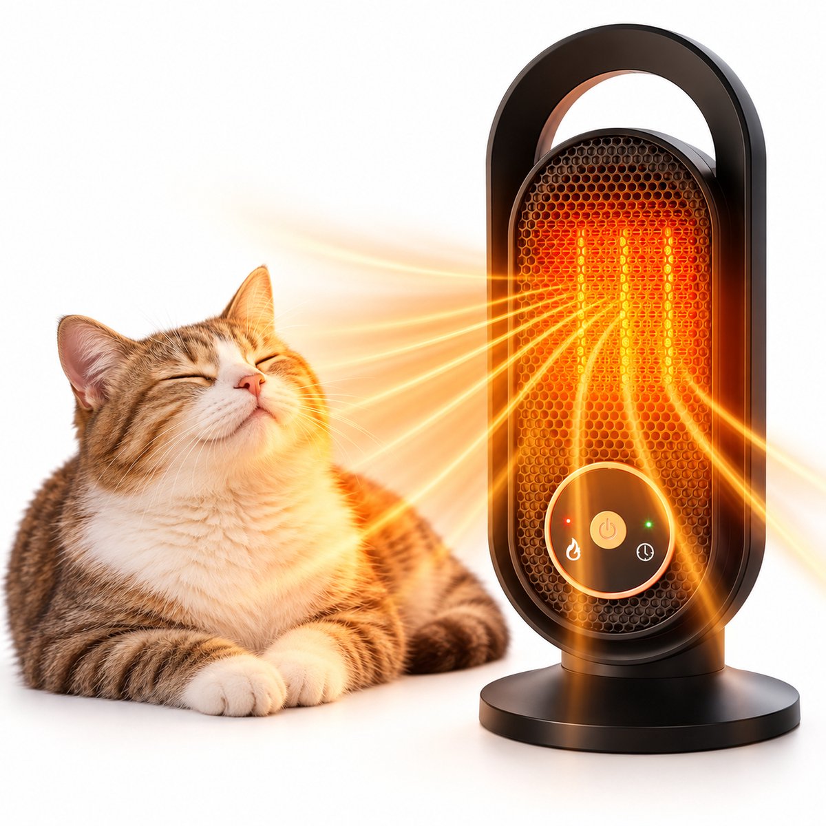 Lapamax Elektrische Kachel 1500W - PTC Ventilatorkachel Keramische Kachel met 3 Warmtestanden - 7-voudige Beveiliging met Oververhittings & Omvalbeveiliging - Stil ≤36 dB - 1/2/4/8 Uur Timer -verwarming electrisch voor Slaapkamer en Kantoor - Zwart