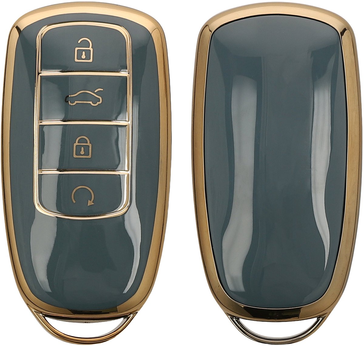 kwmobile autosleutel hoesje geschikt voor Chery OmodaC5 /Jaecoo7/ Tiggo 7Pro 8Pro / Arrizo5 hoes - TPU autosleutel behuizing - Beschermende auto sleutel case - Sleuteletui in blauw / goud