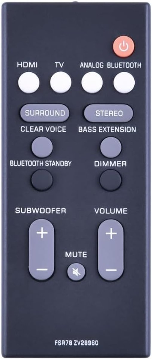 FSR78 ZV28960 Replacement Remote Control Compatible with Yamaha Soundbar ATS-1060 YAS-107 ATS-1070 YAS-207 NS-WSW42 - ShopVlot