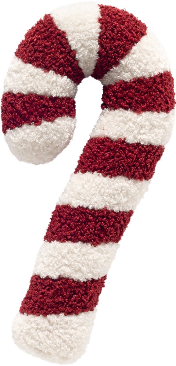 CANDY-CANE - sierkussen 48x24 cm - snoepstok - bouclé - rood, wit