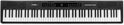 Zwart MAX RhapsodyDP88S digitaal piano keyboard met 88 witte en zwarte toetsen, bedieningspaneel aan de bovenkant.
