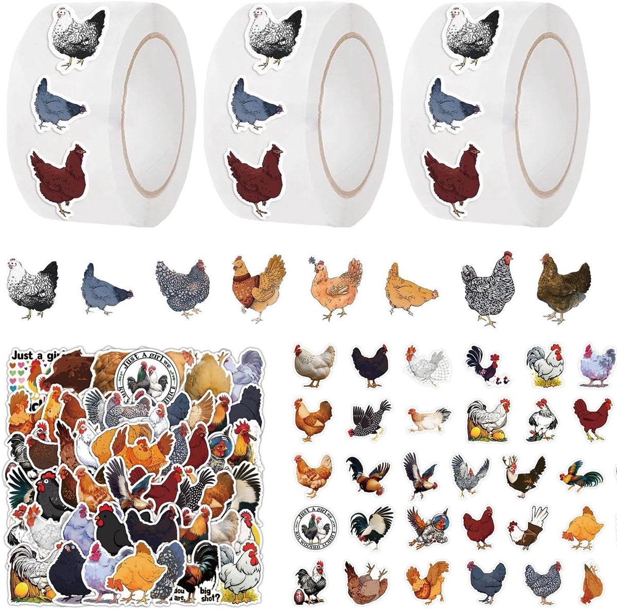 3 Rollen Kiprolstickers En 63 Losse Stickers, Patronen, Schattige Decoraties, Aankleedartikelen Voor Het Dagboek - ShopVlot