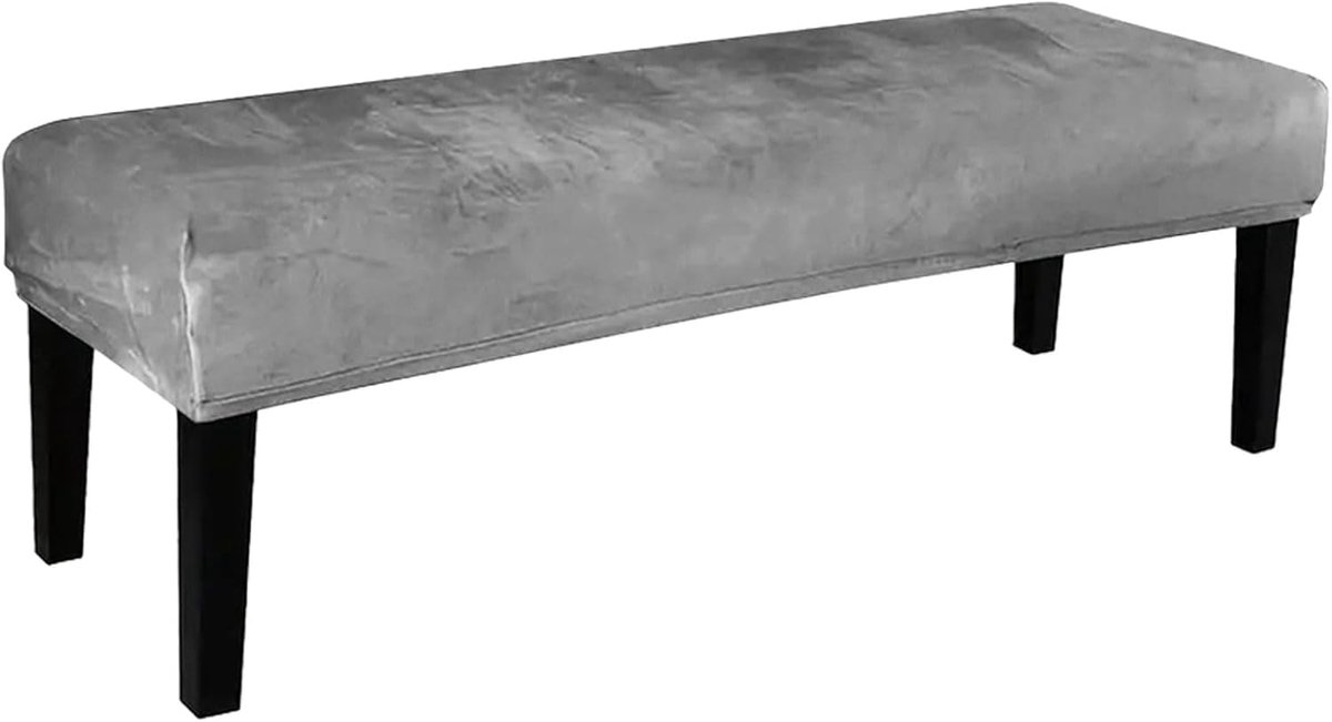 SnelShoppen - Universele Eetkamerbank Hoes - Korte Pluche Stretch Eetbankhoes met Bindband - Afneembare Zachte Stoelhoes voor Eetkamerbank en Kruk - L