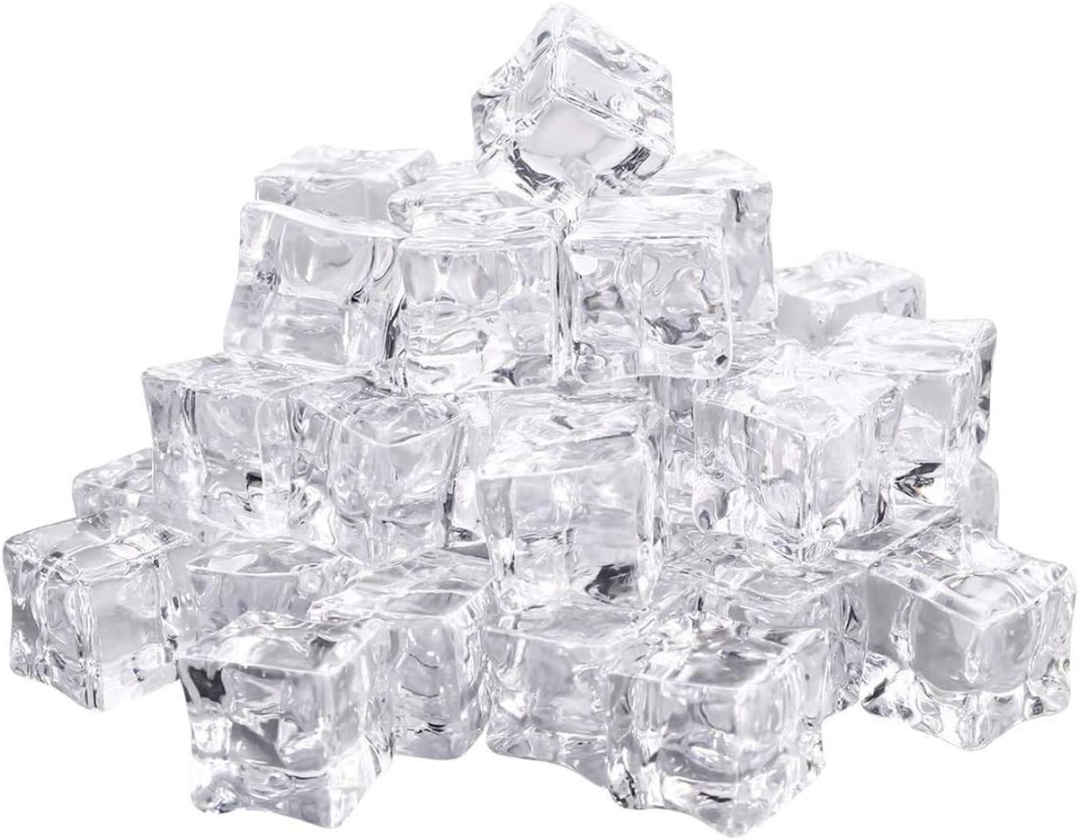 Pack of 50 Artificial Acrylic Ice Cubes, Plastic Ice Cubes, Acrylic Decorative Ice Cubes, Crushed Ice Cube, Square - ShopVlot