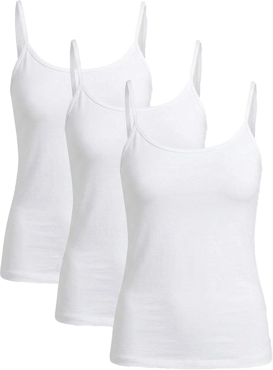 Set van 3 damestops met spaghettibandjes met kanten rand, elastische basic cami voor dagelijks gebruik, comfortabel nauwsluitend onderhemd, veelzijdige top met bandjes om te combineren en