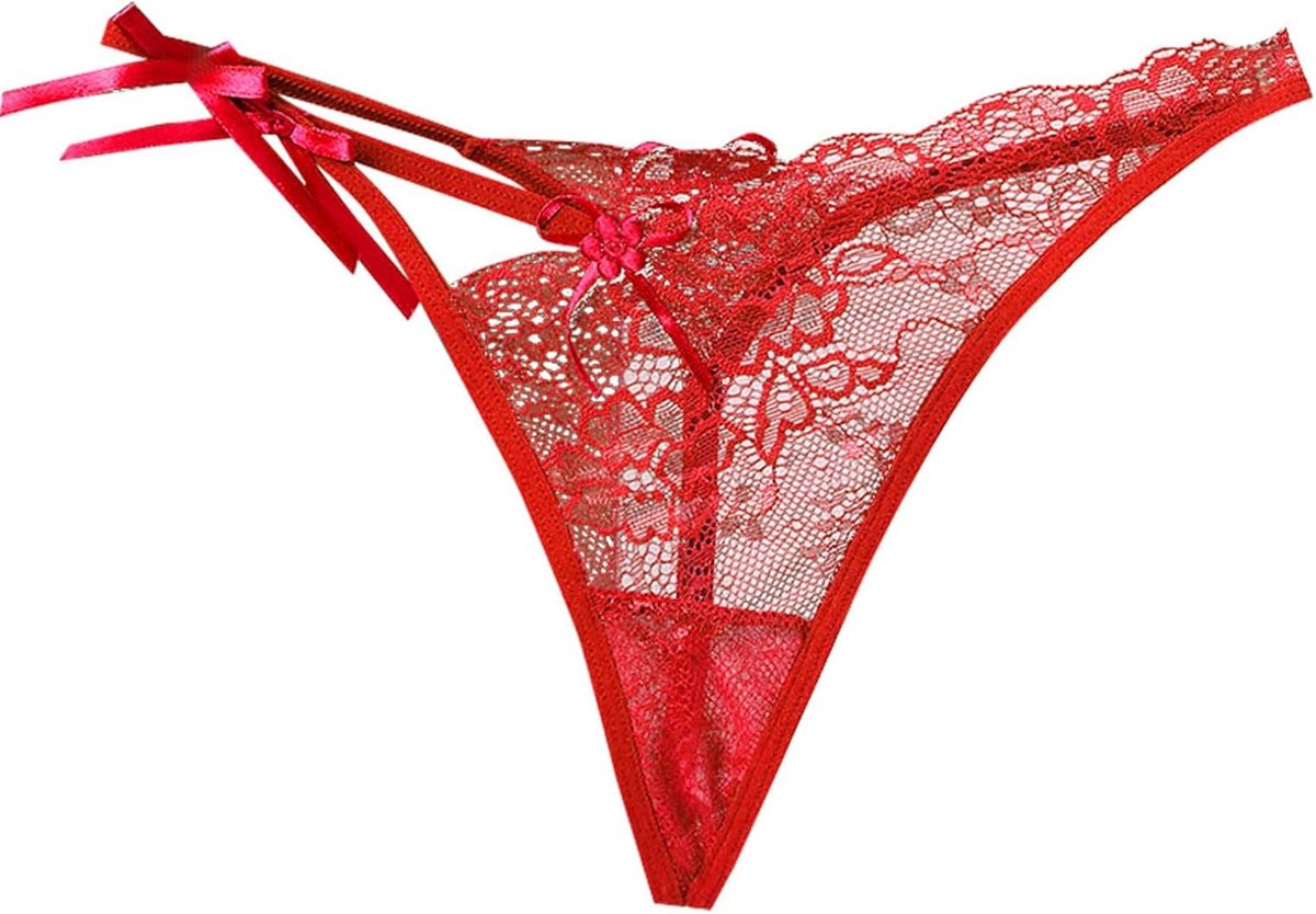Kanten lint voor dames, sexy strik, verleidelijk, lage taille, opengewerkt, heuplifting, sexy lingerie