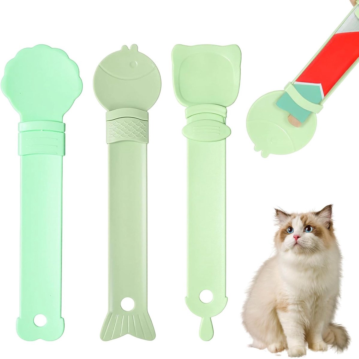 Set van 3 kattenvoederscheppen en kattenbaklepel - 27 × 6,5 cm - Perfect voor kattenvoer en kattenbakvulling