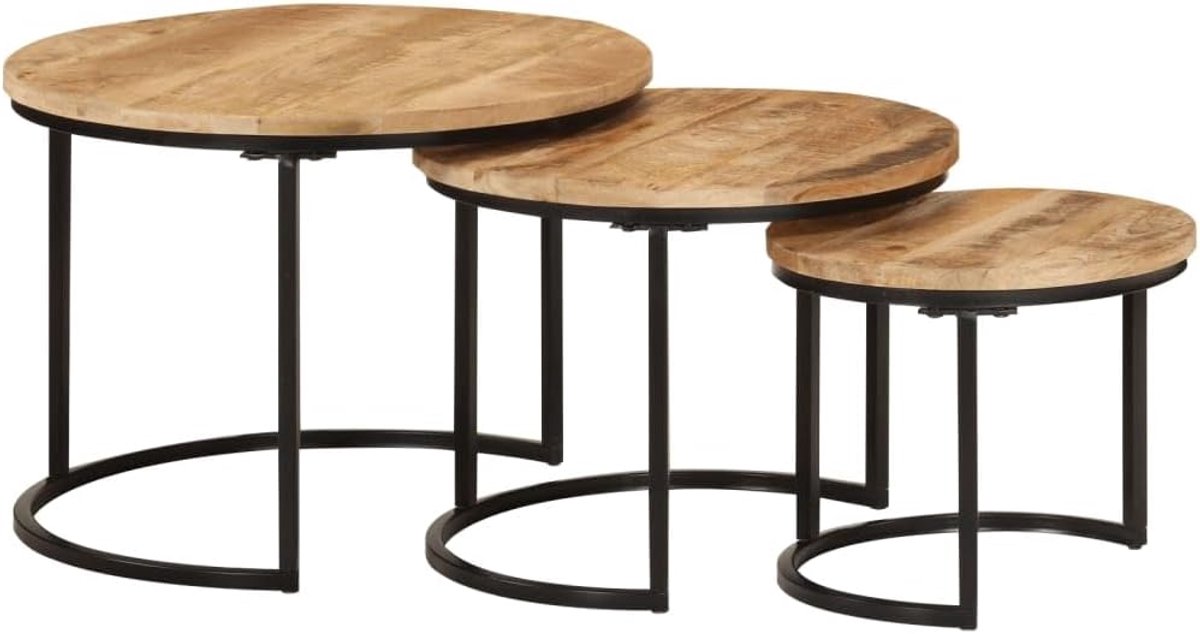 Mangohout Stapelbare set Klassiek 3 stuks