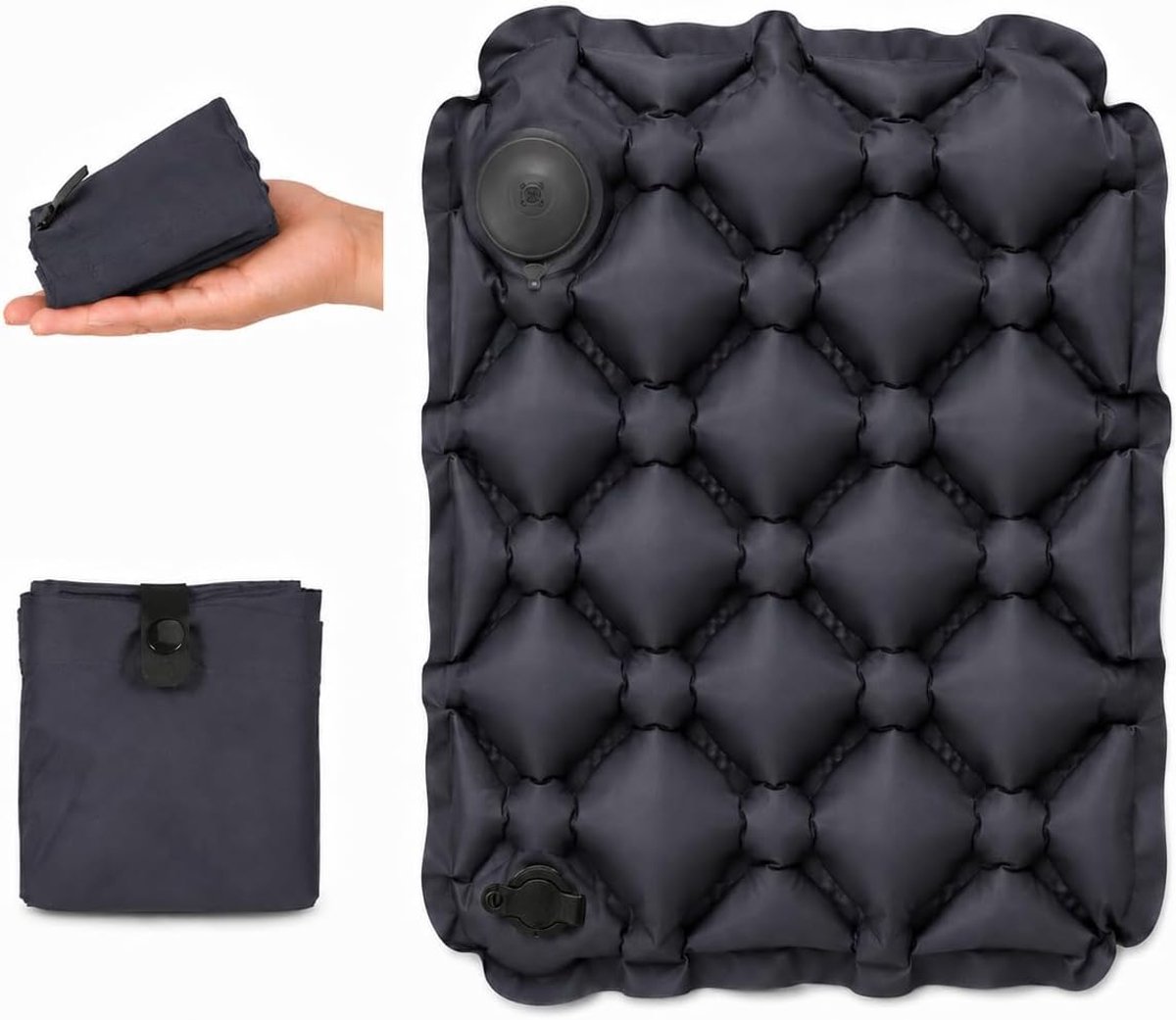 Opblaasbaar, 44 x 34 x 5 cm, donkergrijs, outdoor, camping