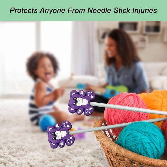 20 Stuks Breinaalden Stopper - Schattige Beschermers voor Breinaalden, Handige Brei- en Haakaccessoires voor DIY Projecten, Geschikt voor Maten 0 - 5 (2.0-3.75mm) — afbeelding 3
