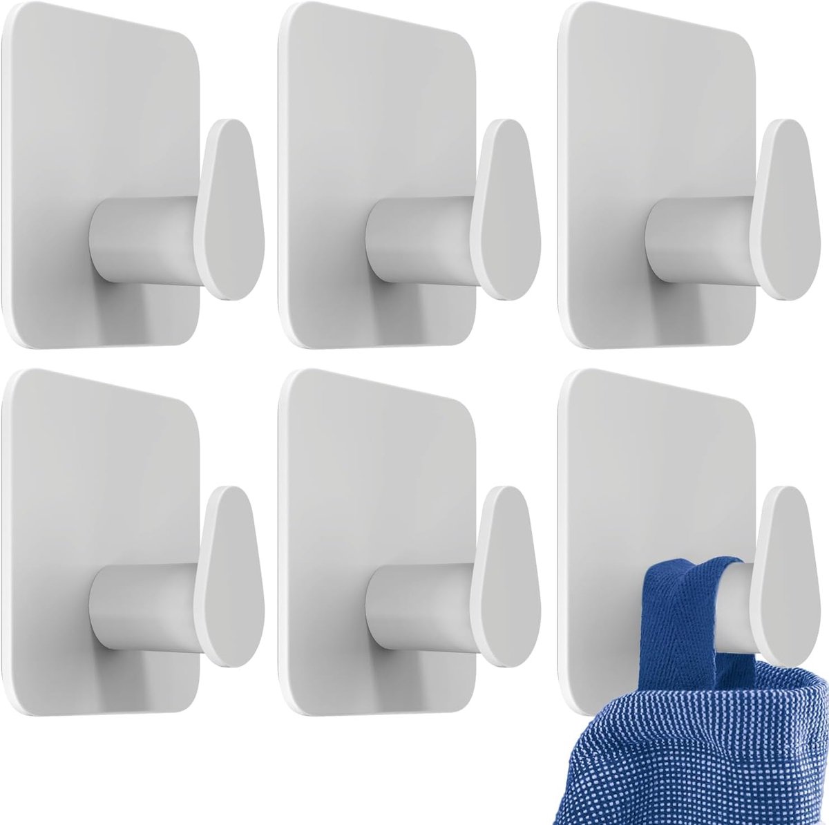Zelfklevende haken set van 6 - witte bevestigingshaken - antislip en roestbestendig - eenvoudig te installeren - ShopVlot