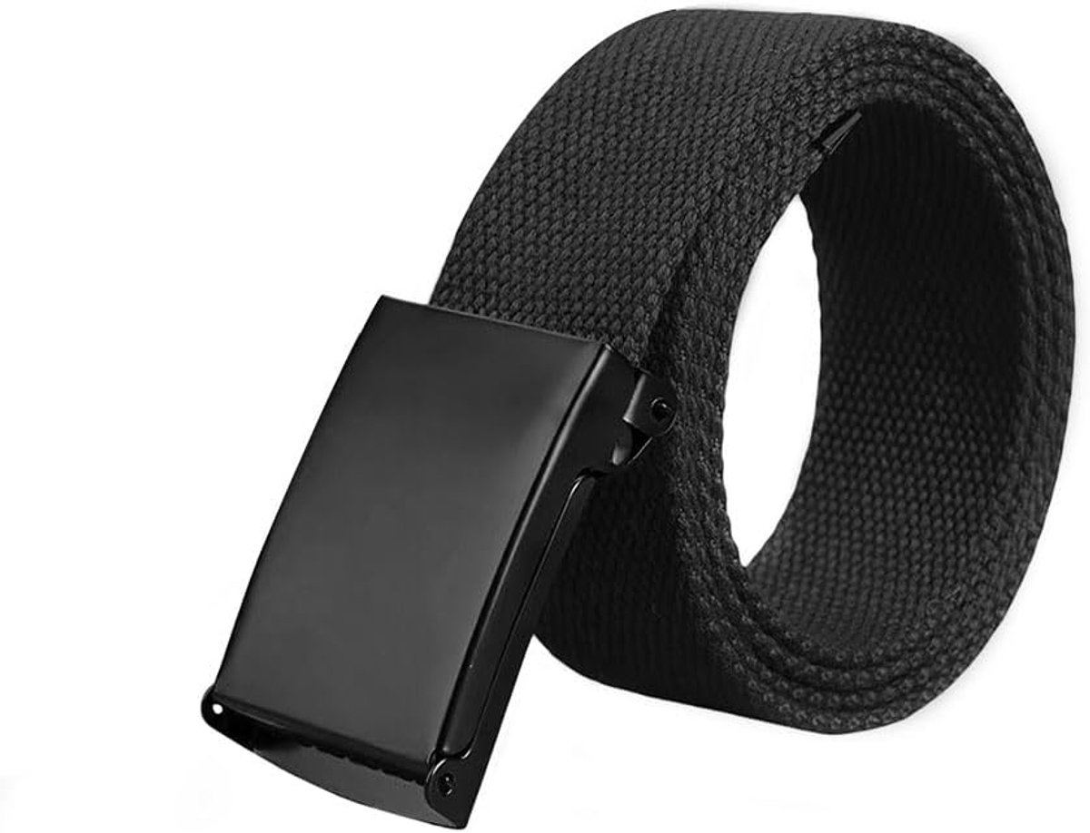 Canvas Belt, 130 cm, Classic Unisex Belt, Adjustable Flip Top Woven Belt, Black Fabric Belt for Men, Canvas Belt - ShopVlot