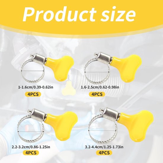 Assortiment van 16 Verstelbare Slangklemmen met PVC Handvat, Rvs, Roestvrij, Gereedschapsloze Draaigreep, Sterk en Glad Ontwerp — afbeelding 5