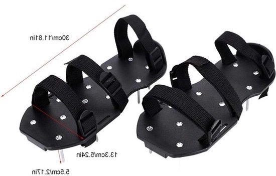 Gazonbeluchter en verticuteerschoenen - verstelbare riemen - 13 spikes per schoen — afbeelding 2