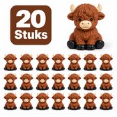Pradeo - Miniatuur Bizons - Schotse Hooglanders - 20 Stuks - Mini - Beeldjes - Hars - Bruin - Decoratie - Landschap - DIY