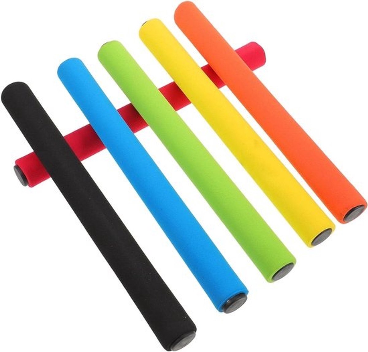 Kinderspons-estafettestokken - Loopstokken voor teams - Buitensporttraining - Antisliphandvat - 6 stuks - Felle kleuren