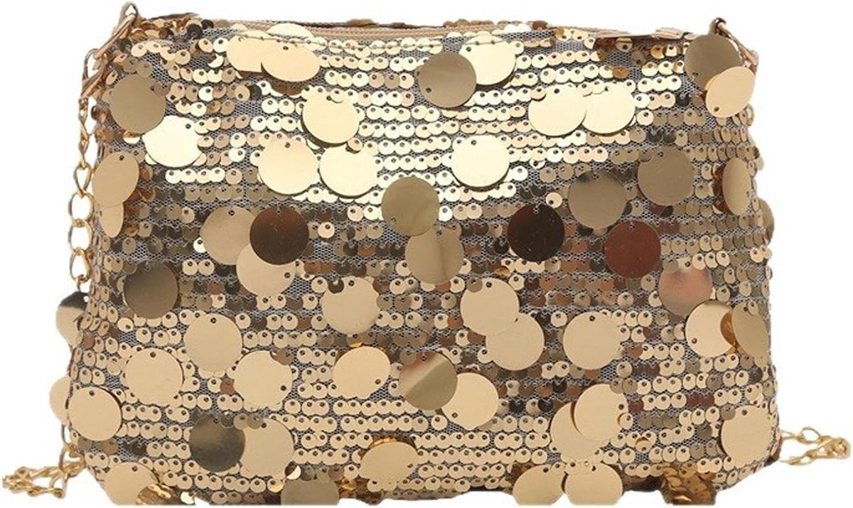 Gouden Avond Clutch met Pailletten, Elegante Handtas met Schouderband voor Feesten en Bruiloften, Stijlvolle Tas voor Sociale Evenementen en Modebewuste Vrouwen