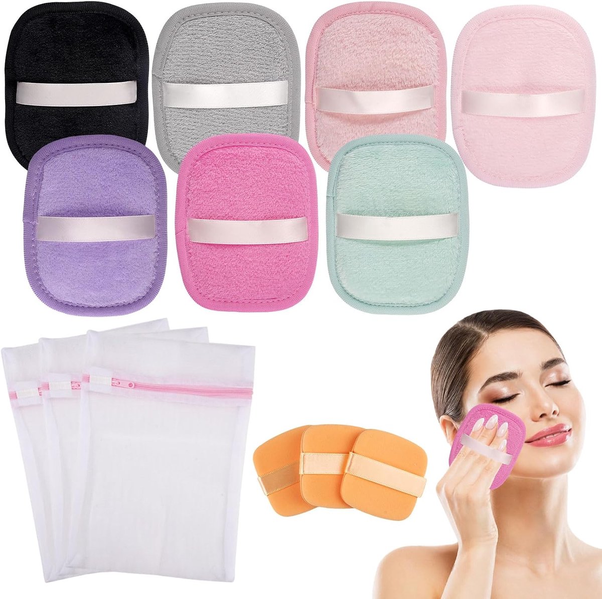 Herbruikbare Make-Up Remover Pads 7 Stuks - 12 x 10 cm - Zacht Flanel - Voor Gezichtsreiniging - ShopVlot