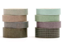 YUBBAEX Dunne Washi Tape-set, 8 rollen, masking tape, kleurrijk, voor kunst, doe-het-zelf, handwerk, dagboek - ShopVlot