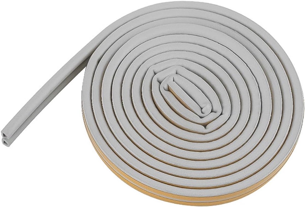 SnelShoppen - Dichtingsstrip voor Deuren en Ramen, Zelfklevende Tochtstrip, Type D Isolatie Schuim Tape, Geluidsdicht, Waterdicht, Stofdicht, Grijs 9x