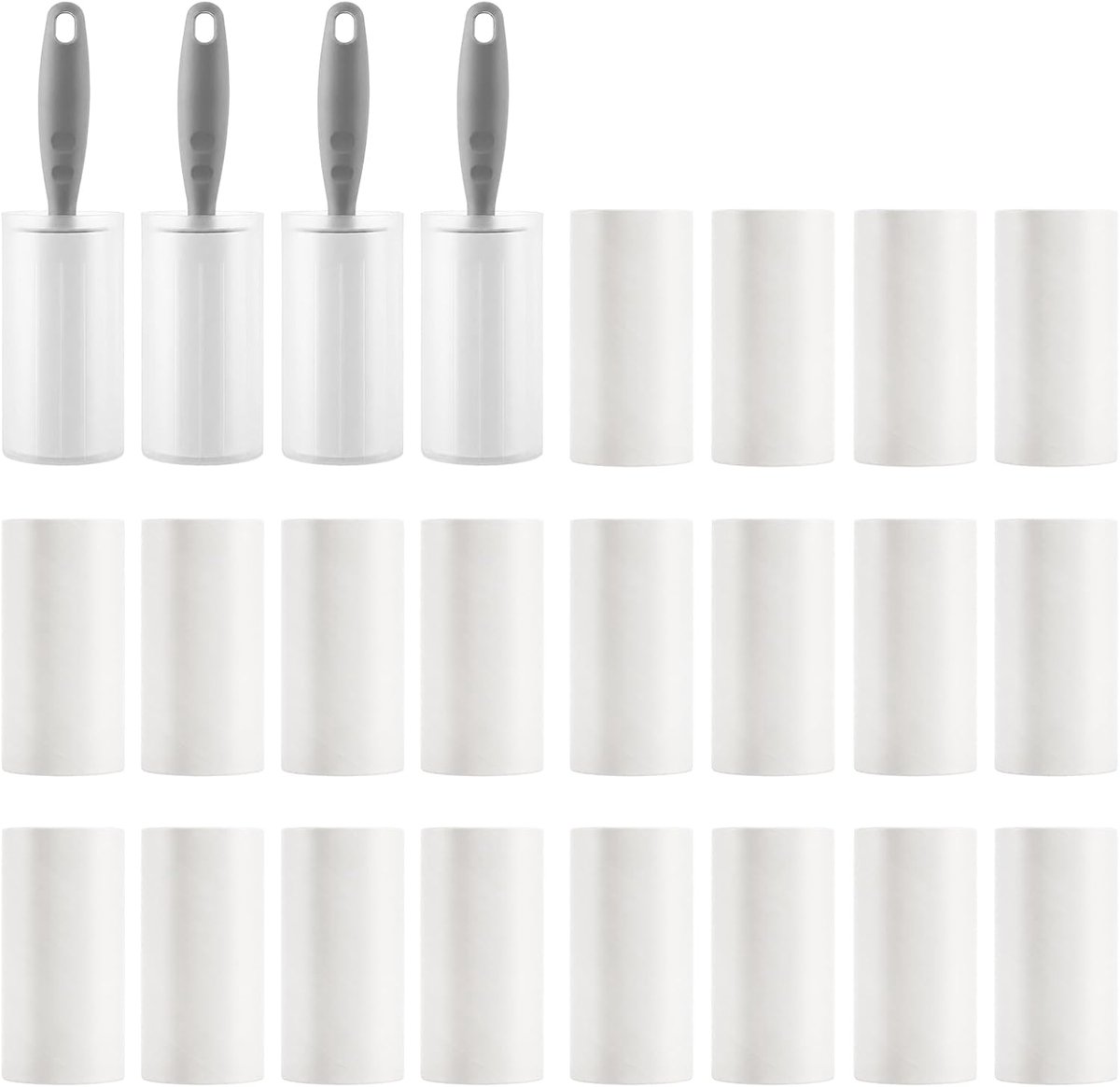 JMIATRY 24 rollen pluisroller met 4 handgrepen en 4 stofbeschermhoezen, pluisroller dierenhaar, pluisroller voor - ShopVlot