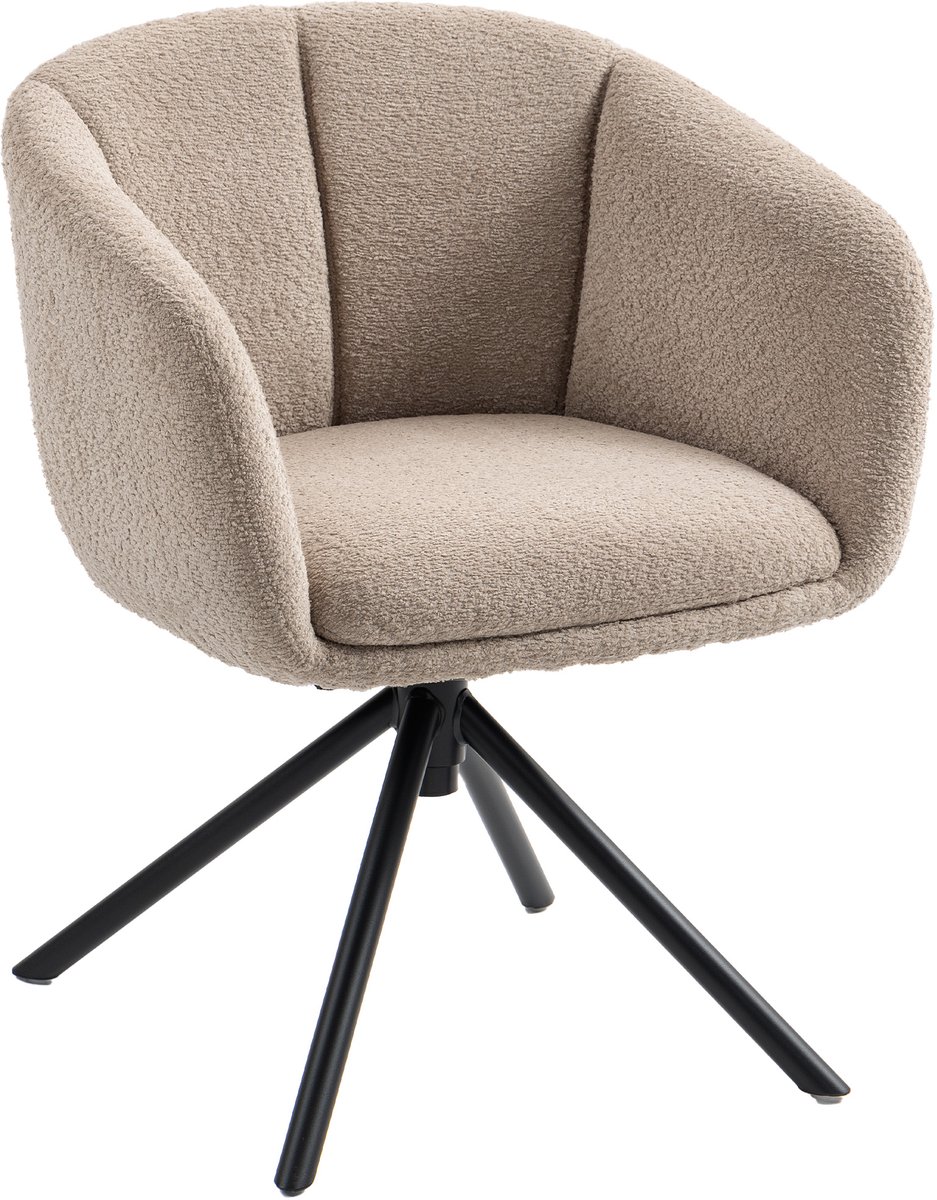 Homona Draaifauteuil - Met zachte bekleding - 58,5 x 59 x 78,5 cm - Lichtbruin
