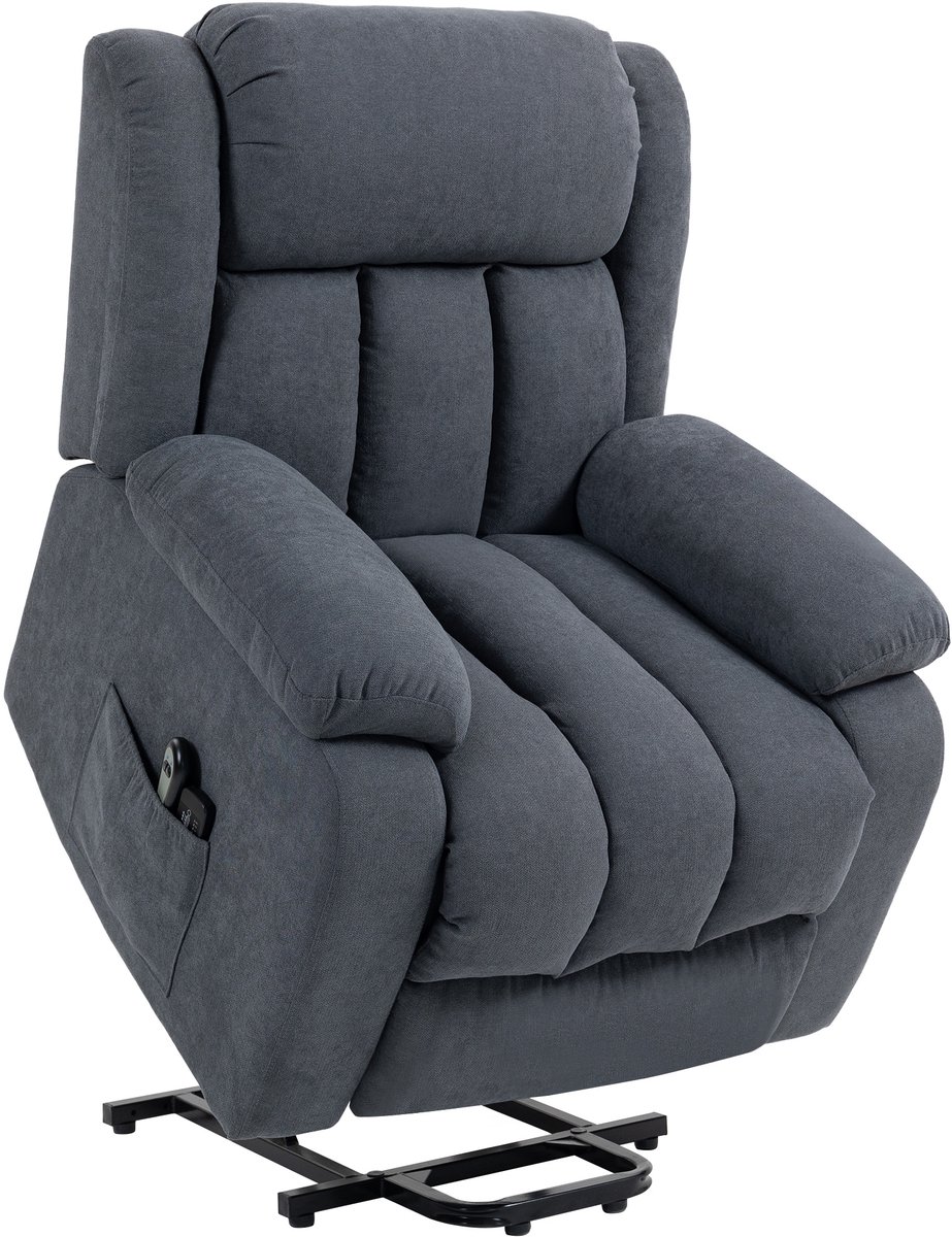 Homona Elektrische sta-opfauteuil met massagefunctie - 135° verstelbaar - Met afstandsbediening - 91 x 93 x 103 cm - Donkergrijs