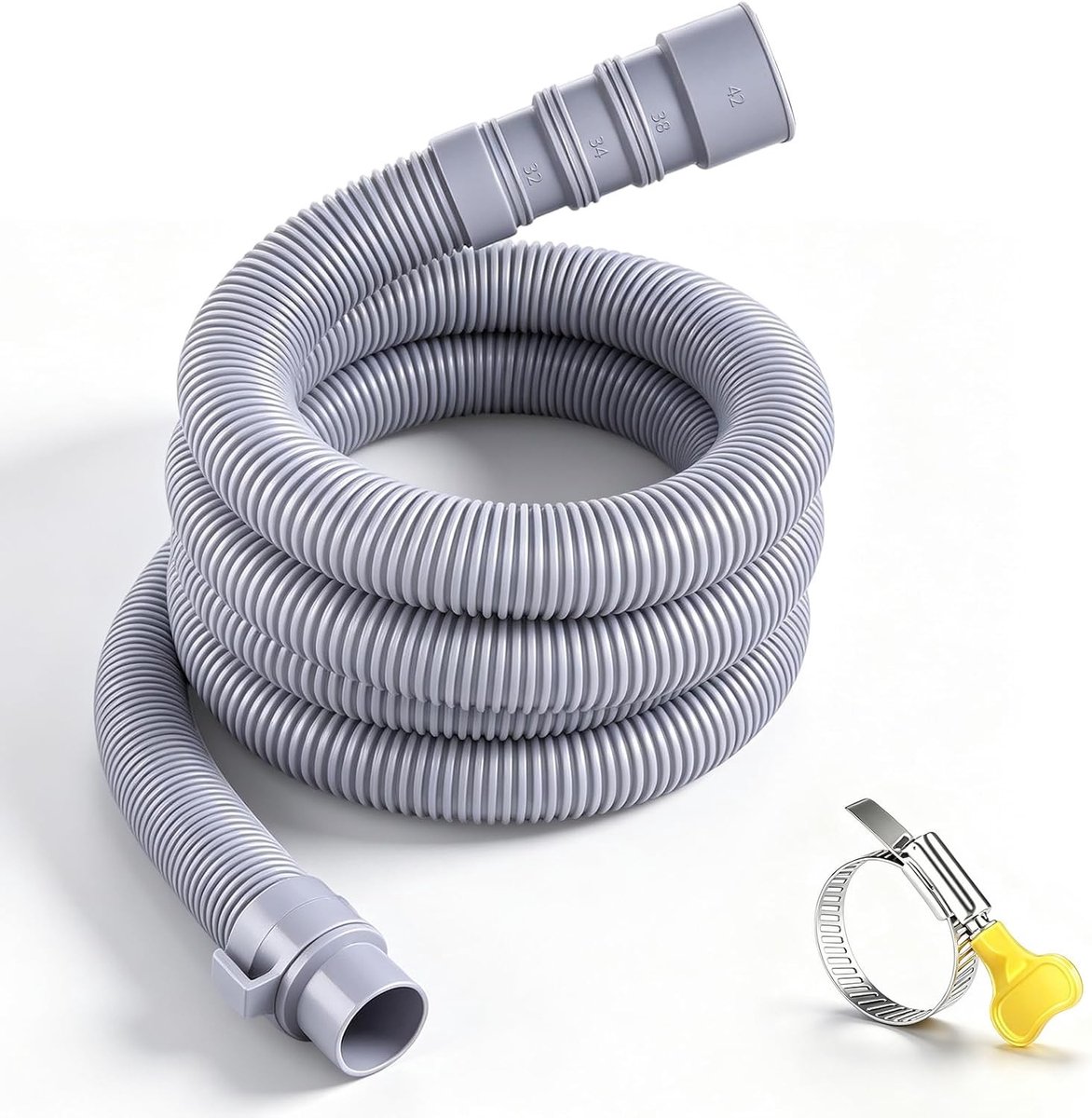 Vouwbare Afvoerslang voor Caravan en Wasmachine met Klem, Geschikt voor 32-42 mm Aansluitingen, Universele Uitbreidbare Afvoerslang van 3 m voor Motorhome en Trailer