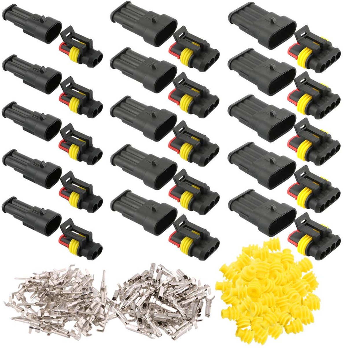 15 Set Waterproof Car Electrical Connectors, Sealed Waterproof Electrical Connector Plug Socket Kit, for Car Truck - ShopVlot