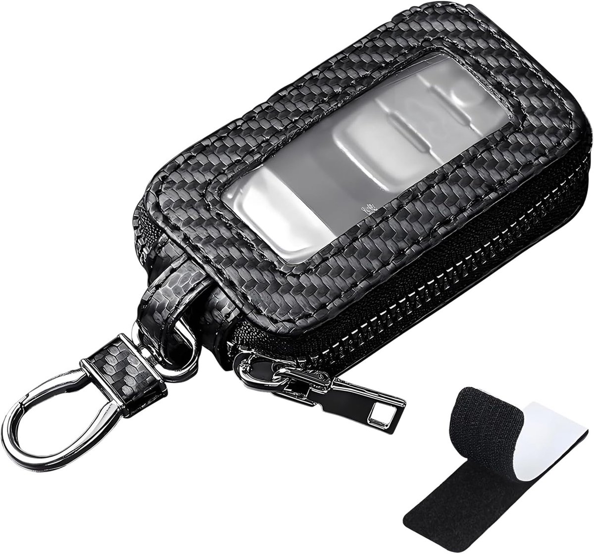 Autosleutelhoes met carbon fiber - Zwart - Transparante venster - Volledige bescherming - ShopVlot