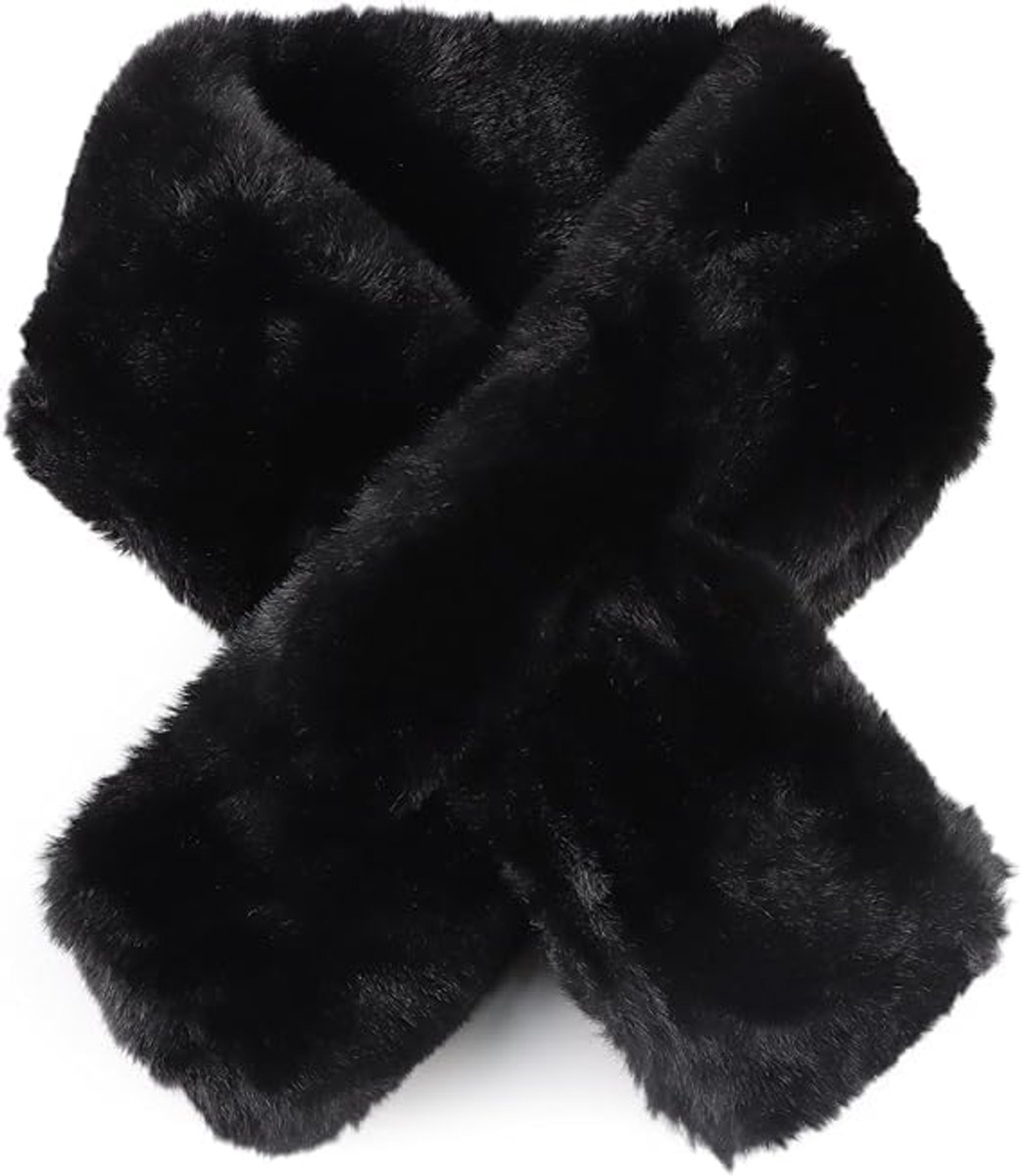 Dames sjaal winter - fleece - zwart - houdt je warm - ShopVlot