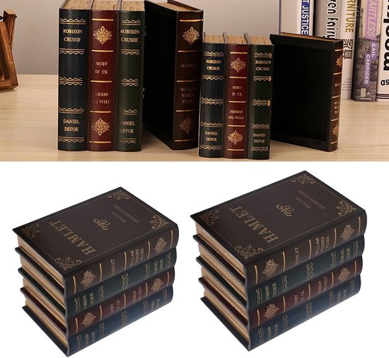 Antiek Boek Snuisterij 7,9 x 6,2 x 5,5 inch Samll Vintage Getextureerde Overdekte Desktops Nep Boek Opbergdozen Kantoor Rekwisieten Boeken Decoraties — afbeelding 4