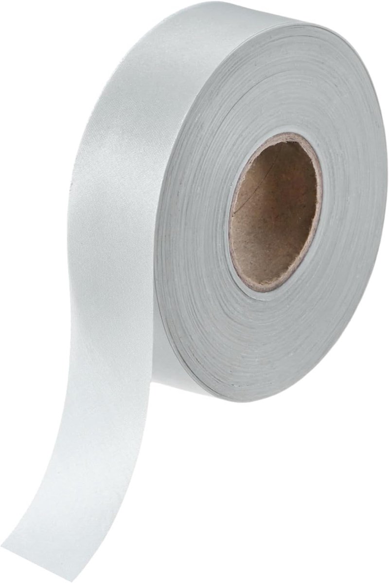 1-pack extra brede enkelvoudige biaisband, 1,2 inch x 55 meter satijnen biaisband voor naaien/naaien/quilten/zomen/doe-het-zelf ambachten/quiltbinding [zilverwit]
