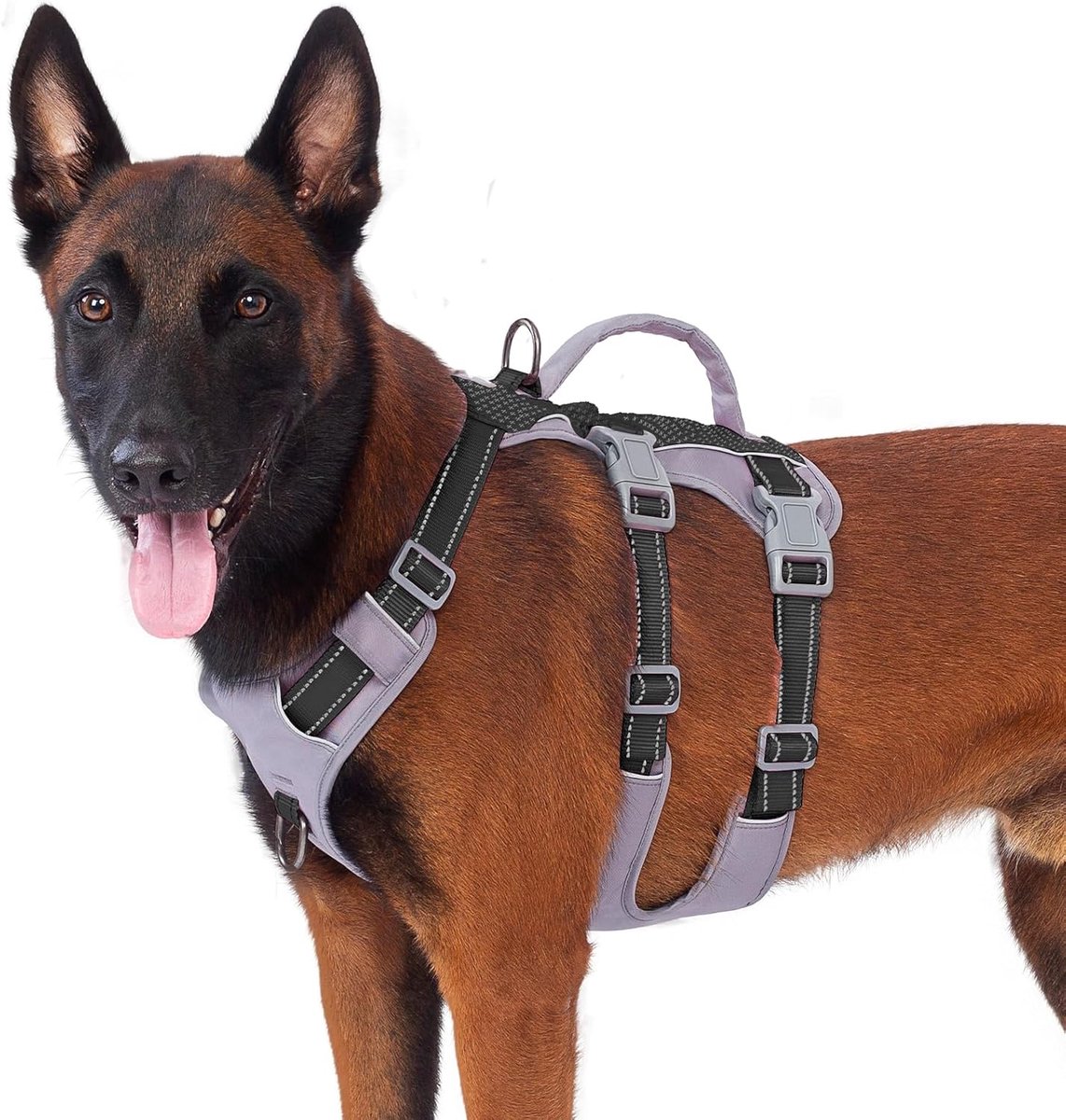 Ontsnapbestendig Hondentuig Medium, Anti-Trek Hondentuig met Handvat, Ademend, Verstelbaar, Reflecterende, Lichtgewicht Hondentuig voor Kleine en Grote Honden Buiten (Zwart,L)